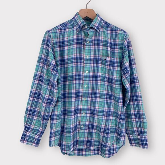 Chemise Femme Vineyard Vines Taille 6 - Madras Vert/bleu, Coupe Décontractée